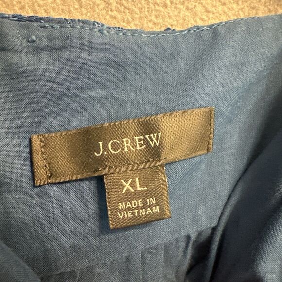 J. Crew Eyelet Camisole Babydoll Peplum Top Size XL Blue Preppy Beach Vacation - Picture 4 of 8